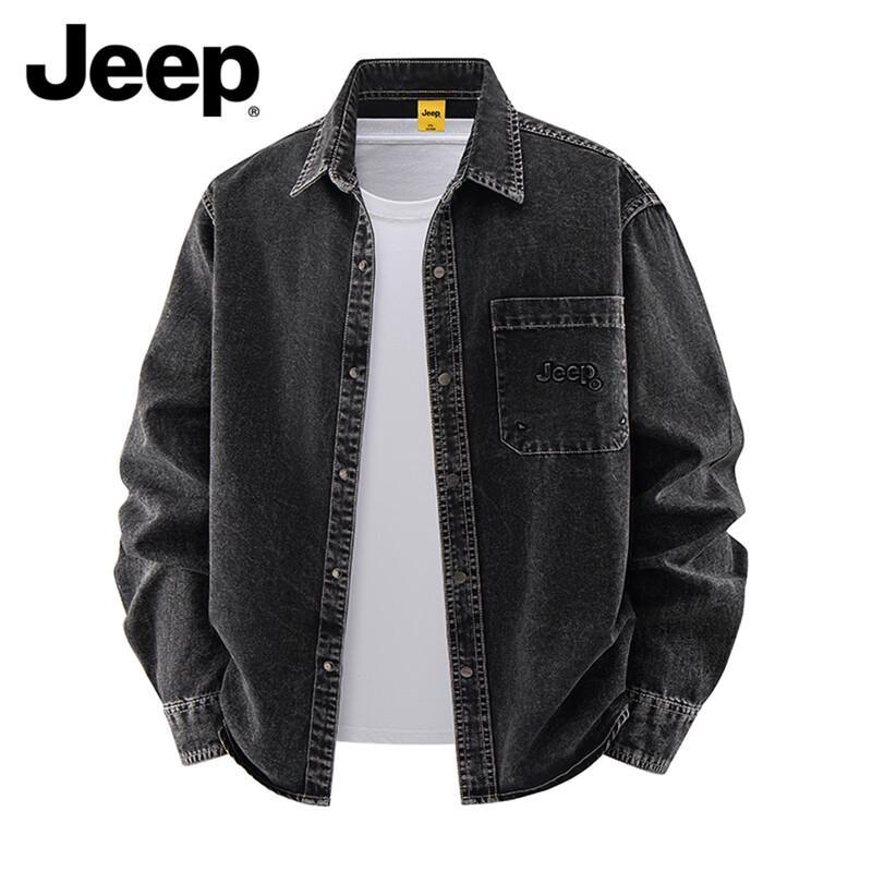 JEEP Men's Long Sleeve Casual Denim Work Shirt