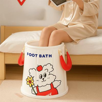 Thickened Collapsible Foot Bath Cartoon Over Calf Foldable Tub Heat Preservation with Handles Portable Foot Bath