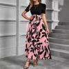 Women's Floral Print High Waist Elegant Dress - European & American Fashion