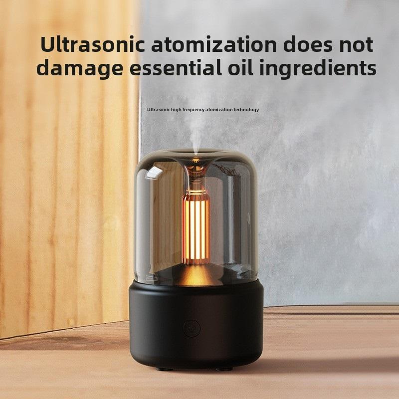 120ml Aromatherapy Humidifier Ultrasonic Humidifier with Creative Candlelight Design USB Air Humidifier for Sleep Aid Home Decor