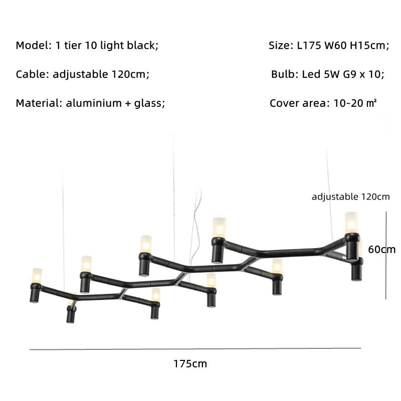 Nordic Luxury Modern LED Chandelier Designer Kitchen Pipe Chrome Lamp Hotel Living Room Room Room Decoration Lighting Fixtures