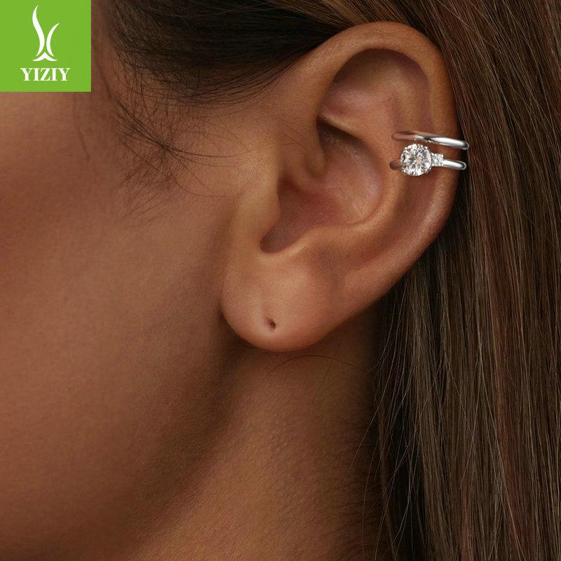 Personalized Double-Layer 50-Point Moissanite Ear Bone Clip Without Ear Piercings, Fashionable And Advanced S925 Sterling Silver Ear Clip