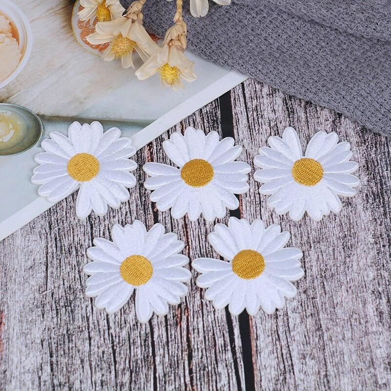 

5 шт. DIY маленькие нашивки с изображением солнца и ромашек для одежды, наклейка на одежду, полоса, наклейка с термоклеем, ремонт отверстий для аппликации
