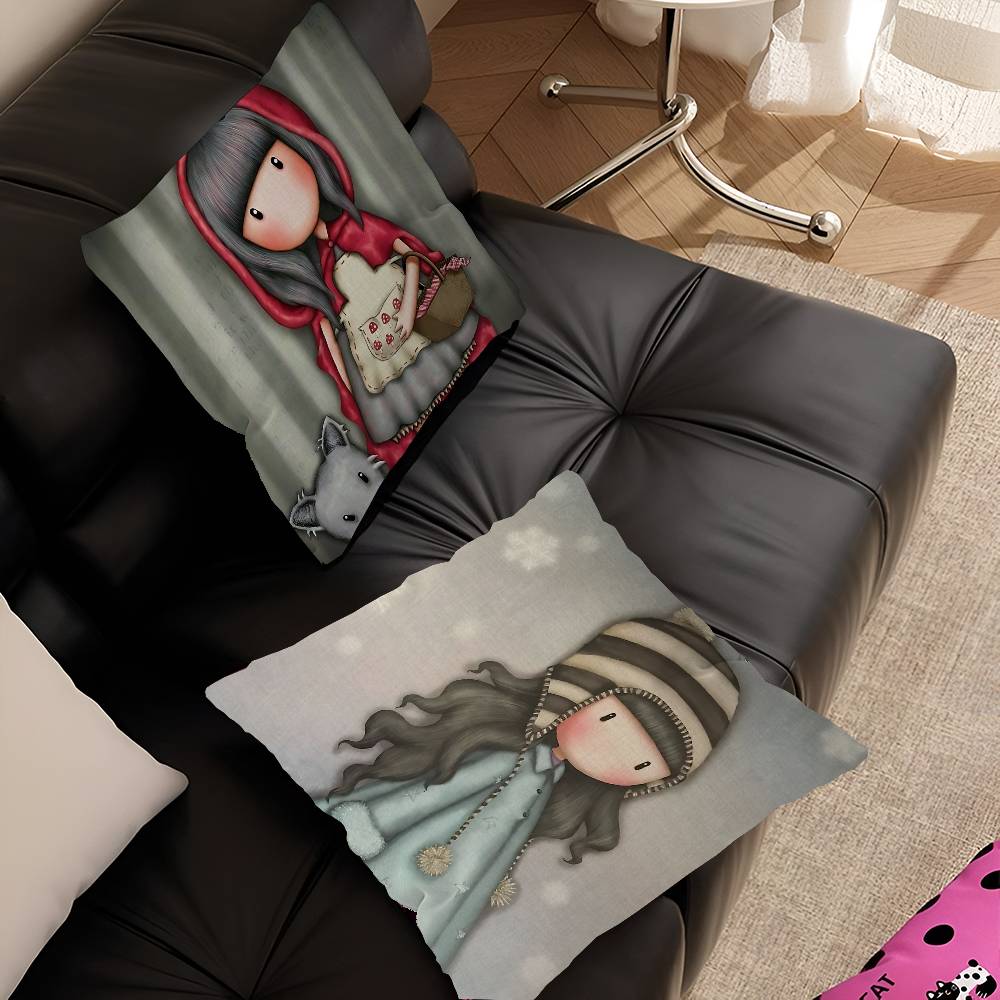 S-Santoro-Gorjuss Cute Cartoon Cushion Cover Polyester Sofa Cushions Decorative Throw Pillows Home Decoration Pillowcover