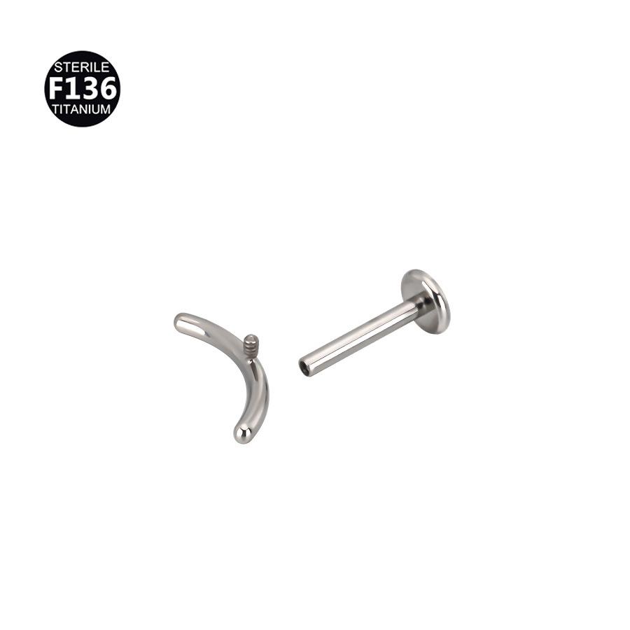 F136 Titanium Boat Anchor Pendant with Moon, Maple Leaf, Smiley Charm, and Cubic Zirconia Stud Earring Lip Ring (0.9 Gauge).