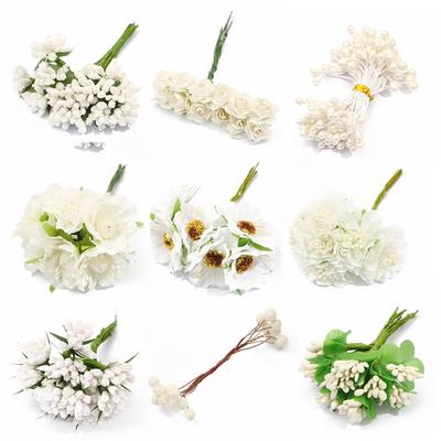 Weiße Serie künstliche Blume Kirsche Staubblätter Beeren Bündel DIY Kuchen Weihnachten Hochzeit Geschenkbox Wre