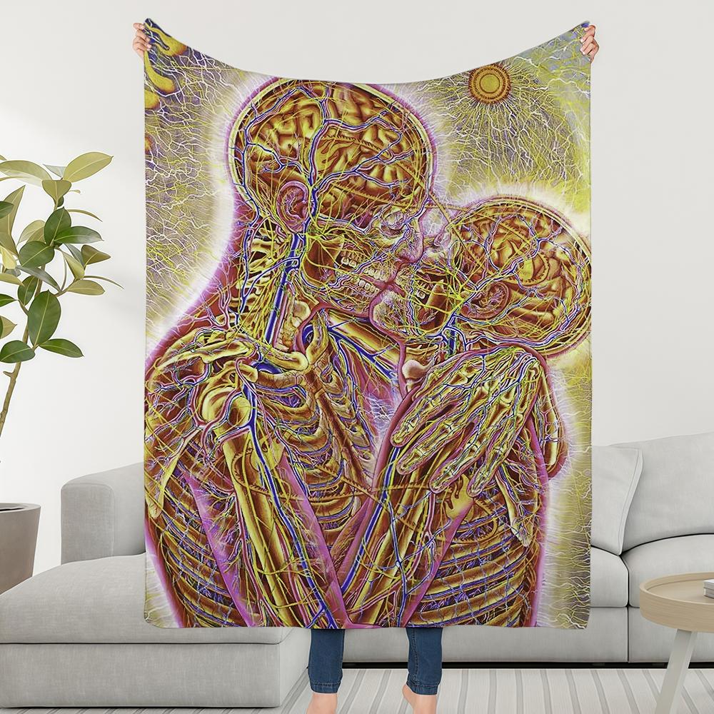 

Blanket Throw Super Psychedelic Cosy Plush Living Trippy Room Sofa Couch Alex Childish Birthday Grey Gifts 30x40in
