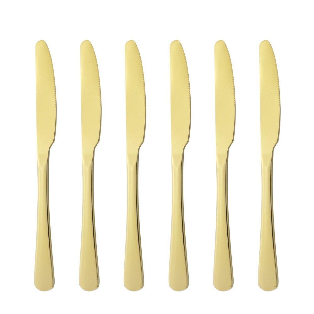 Dinnerware Stainless Steel Set Silverware Set Cutlery Red Gold Dinner Knife Flatware Outdoor Picnic Kitchen Home Tableware Set