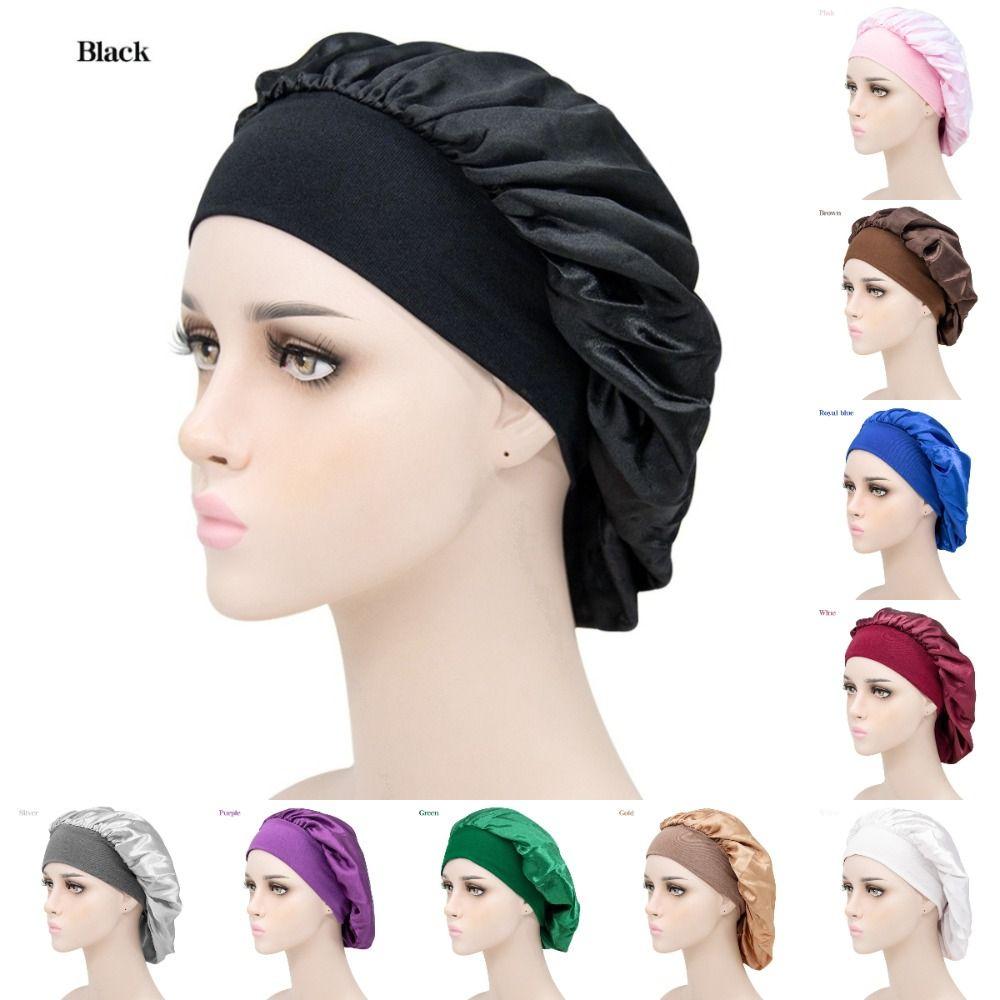 Elastic Satin Bonnet Hat Adjustable Head Wrap New Hair Bonnet Hat  for Men Women