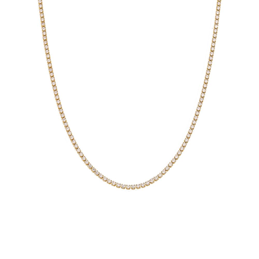 

2mm Iced Out Tennis Chain Necklaces Female Gold Color Stainless Steel Neck Chain For Women Fashion Jewelry Gift Choker 2025 40cm and 5cm
