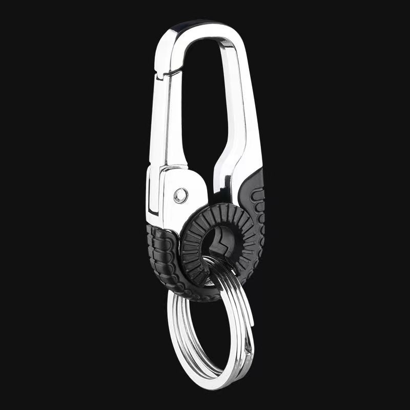 Metal Carabiner Keychain with Durable Rubber Grip and Secure Split Ring for Keys and Accessories Convenient Clip Attachment One Size чёрный