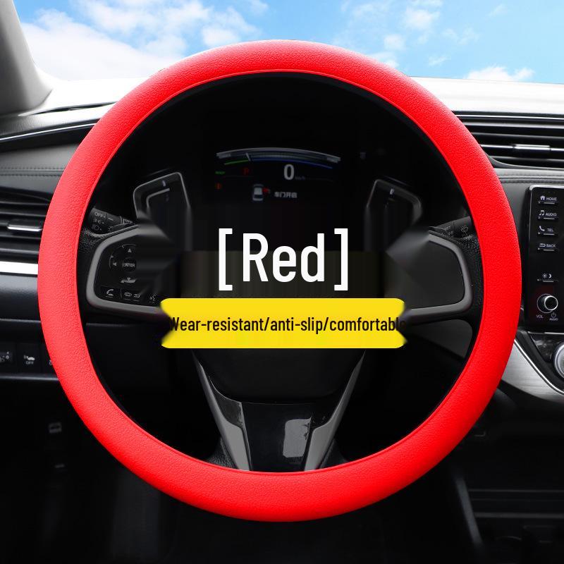 Ultra-thin Silicone Anti-slip Steering Wheel Cover - Round D-shape, Leather Texture, All-Season