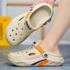Men's Trendy Color Block Chunky Hollow Out Clogs, Comfy Non Slip Casual Durable Soft Sole EVA Slippers For Men's Outdoor Activities