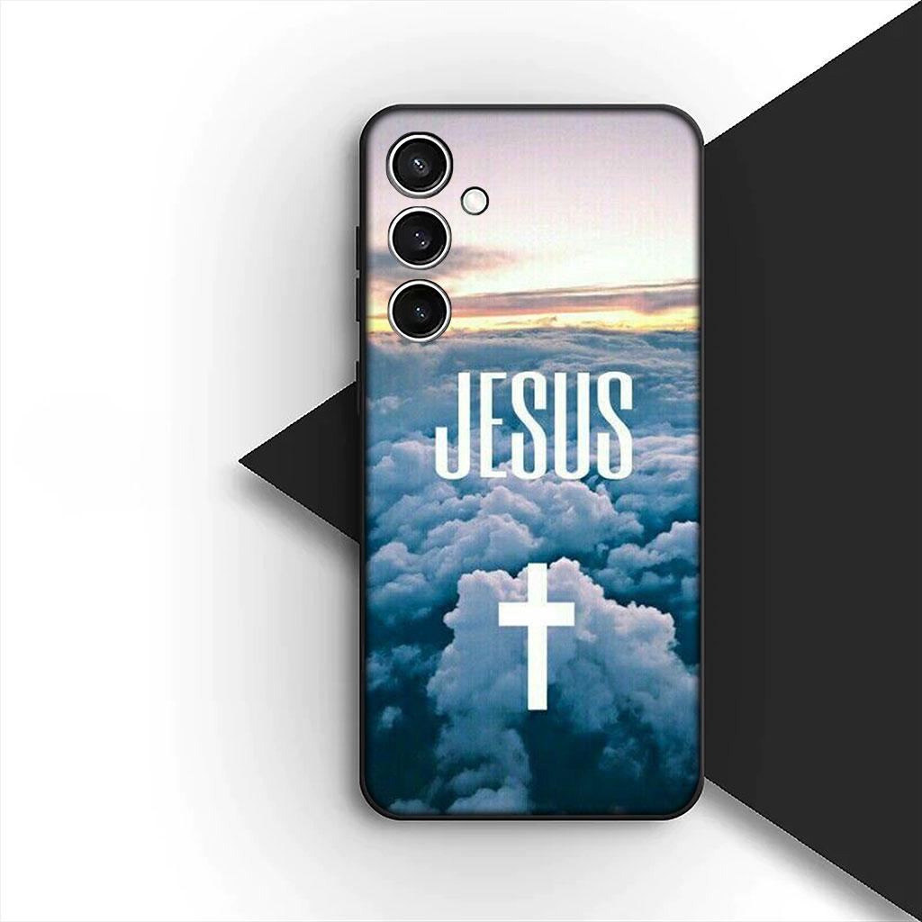 Cover Jesus Cross God Phone Case for Samsung Galaxy S22 S21 S20 FE Ultra Plus A07 A17 A15 A16 A25 A57 A37 Casing