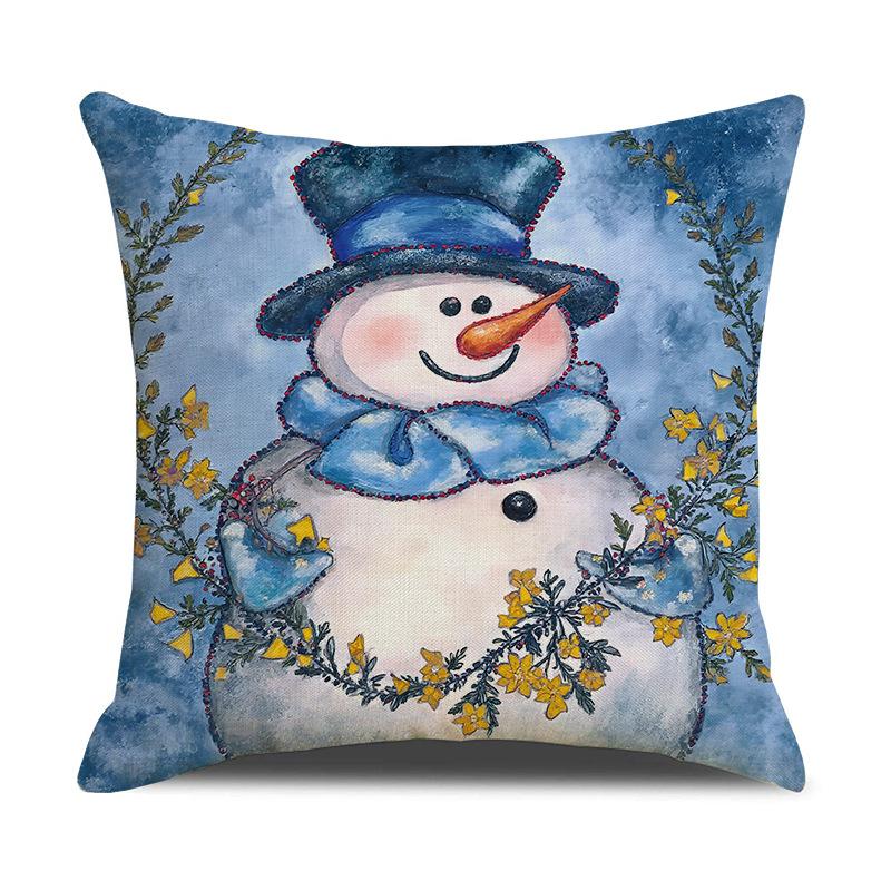 New Christmas Pillow Cover Linen Print Car Cushion Cartoon Cute Living Room Sofa Cushion