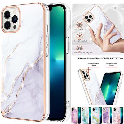 Electroplated Marble IMD Shockproof Phone Case for iPhone 15 14 Plus 13 12 11Pro Max for Samsung S24 S23 S22 S21Ultra Plus S21FE S20FE A15 A25 A14 A54