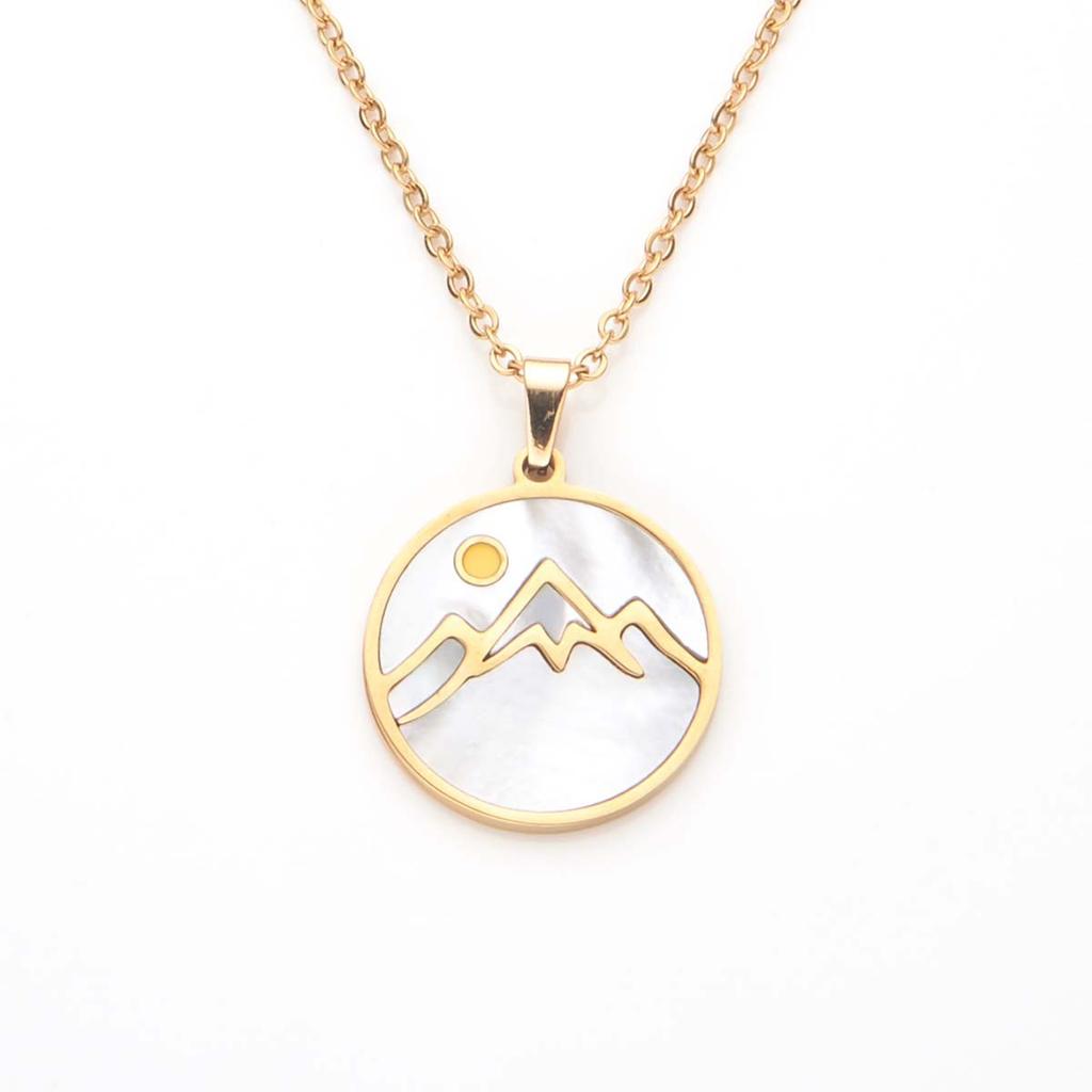 Stainless Steel Real Gold Plated Faith Mountains Mustard Seed Round Pendant Necklace Gift for Women Tarnish Resistant