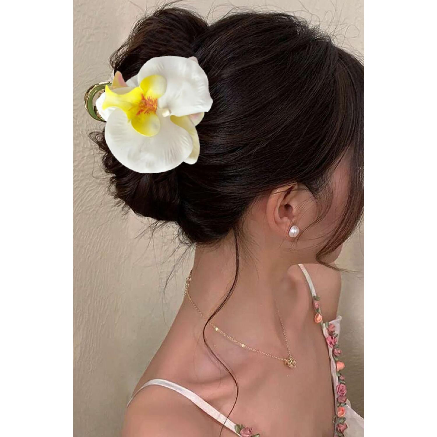 

Жіночі квіти орхідеї Aloha з великою пряжкою-засувкою білий