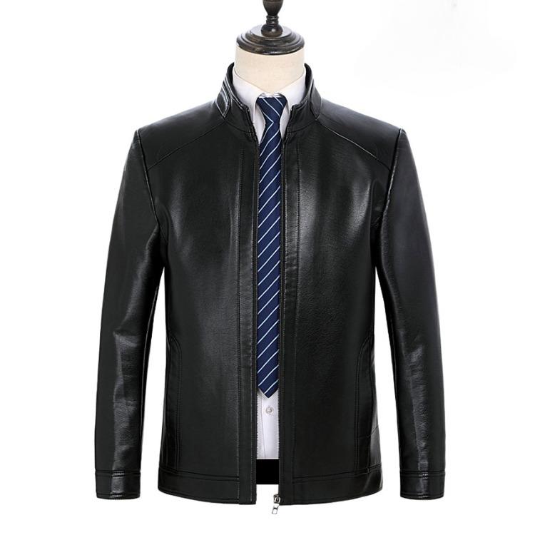 High-end Genuine Leather Jackets for Men, Spring and Autumn, Stand-up Collar, Middle-aged Men's Casual Sheepskin Jackets