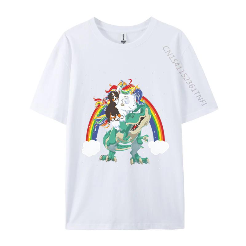 

Fashion Casual Tshirt Bernese Mountain Unicorn Riding Dinosaur Tshirts Loose Fitting Brothers Mens Tshirt S