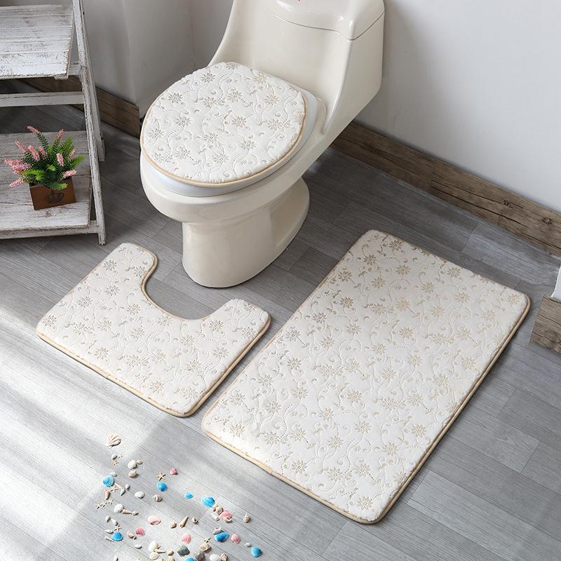 Badematte 3er-Set Home Toilettenmatte Wohnzimmer Badezimmer Golddruck Rutschfester Teppich Duschmatte Schlafzimmer Druck Bodenmatte