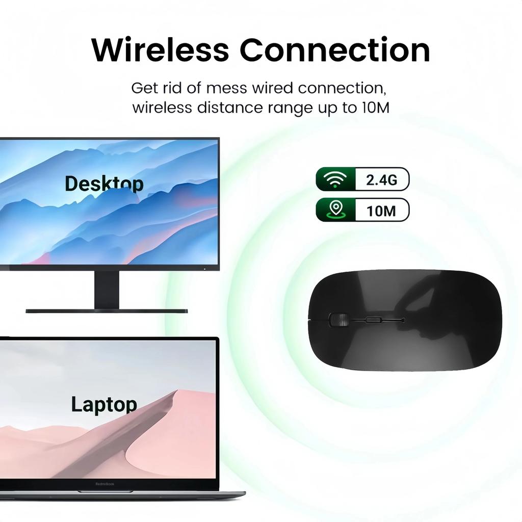 2.4G Wireless Mouse Wireless Gaming Mice with USB Receiver 1600 DPI Optical Mouse for Computer PC Laptop Deskto