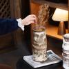 Wabi-Sabi Zen Vintage Ceramic Vase for Flower Arrangement - Coarse Pottery Ornament for Living Room or Dining Table.
