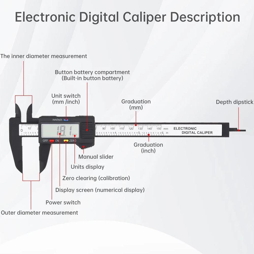 1PC Mini Plastic/vernier caliper. Digital/display caliper student vernier scale 0 to 150mm measuring tool. Plastic caliper