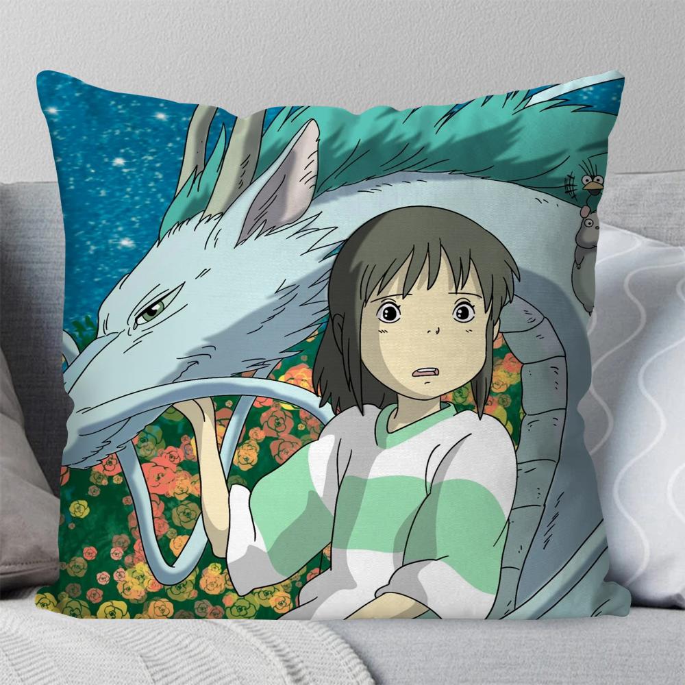 1 Stück S-Spirited A-Away Anime Film Kissenbezug Quadratisches Kissen SchlafzimmerSofaFreizeitKomfortKissenAutoWohnzimmer Heimdekoration 40X40