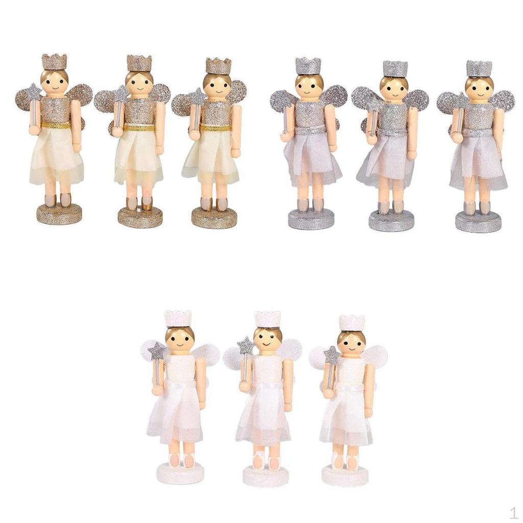 9 Pieces 12cm Wooden Nutcracker Ornaments Doll