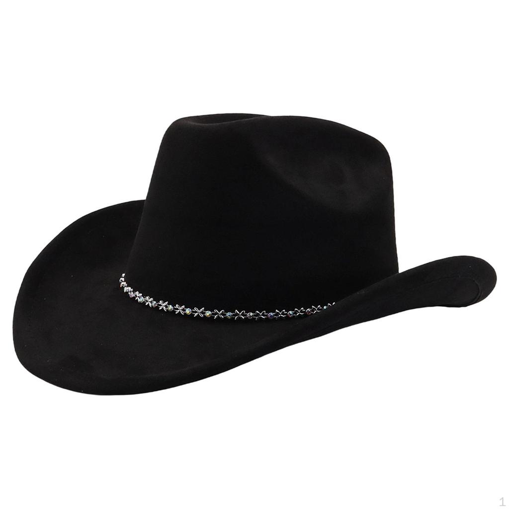 Adult Cowboy Hat, Wide Brim Western Headwear, Lightweight And Sturdy Polyester Party Suitable