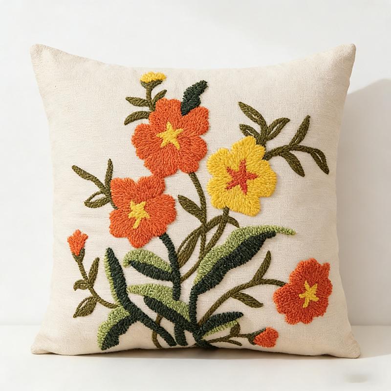 Boho 2D Flat Printed Floral Bird Cushion Cover Throw Pillow Case Sofa Bed Couch Living Room Aesthetic Home Decor