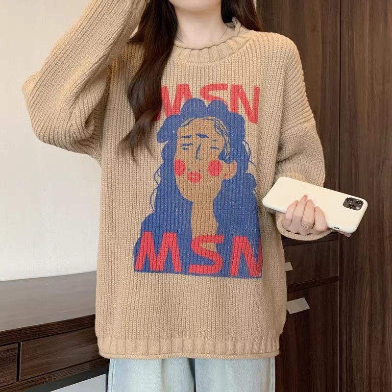 Sweater for Women Autumn Winter Thickened Pullover Warm Knitted Stretchy Long Sleeve Oversize Tops