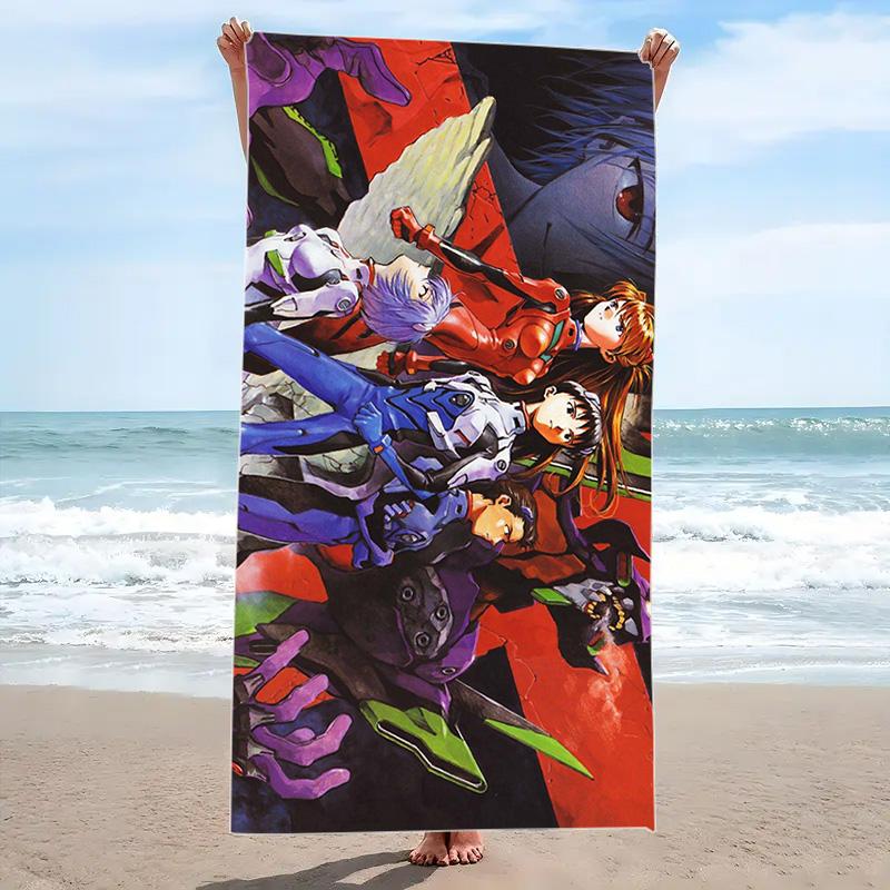 Neon Genesis Print Beach Towel, Large Soft Quick Dry Towel for Beach Camping Swimming