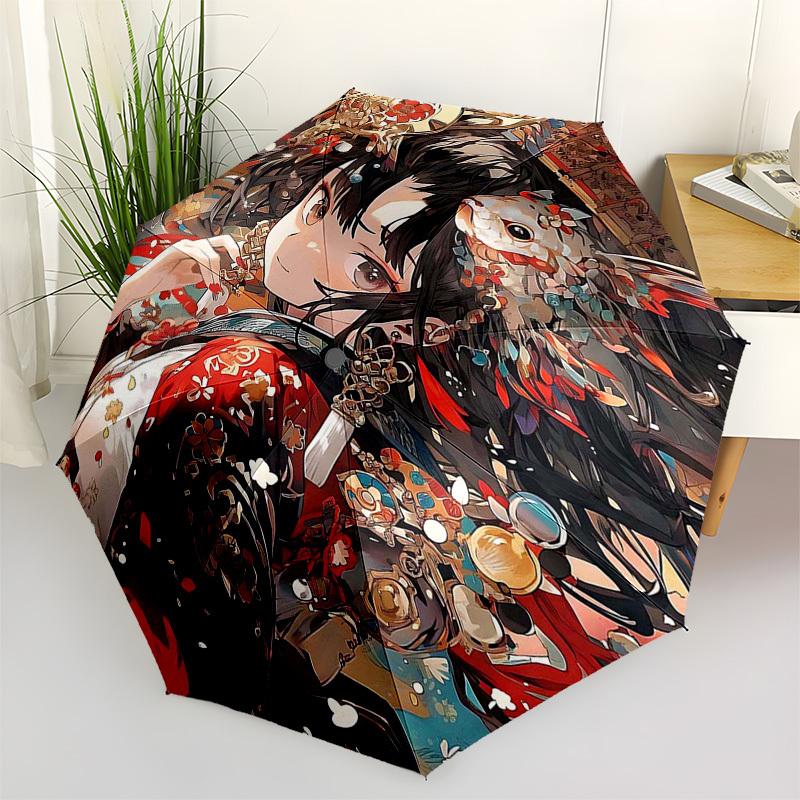 1 Stück Anime-Charakter-Regenschirm für draußen – Automatisches Öffnen/Schließen, tragbares 3-fach faltbares Design, 8-Streben-Eisenrahmen, perfektes Geschenk für Fans, Reisende und mehr