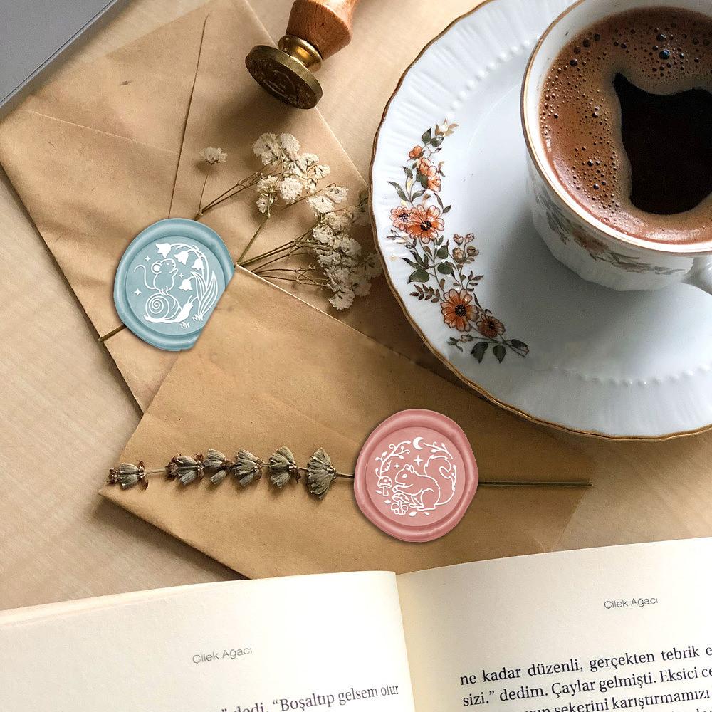 Animals Collection Wax Seal Stamp Retro Sealing Wax Stamp Nine-tailed Fox, Mouse, Hedgehog, Crow Pattern Removable Brass Heads