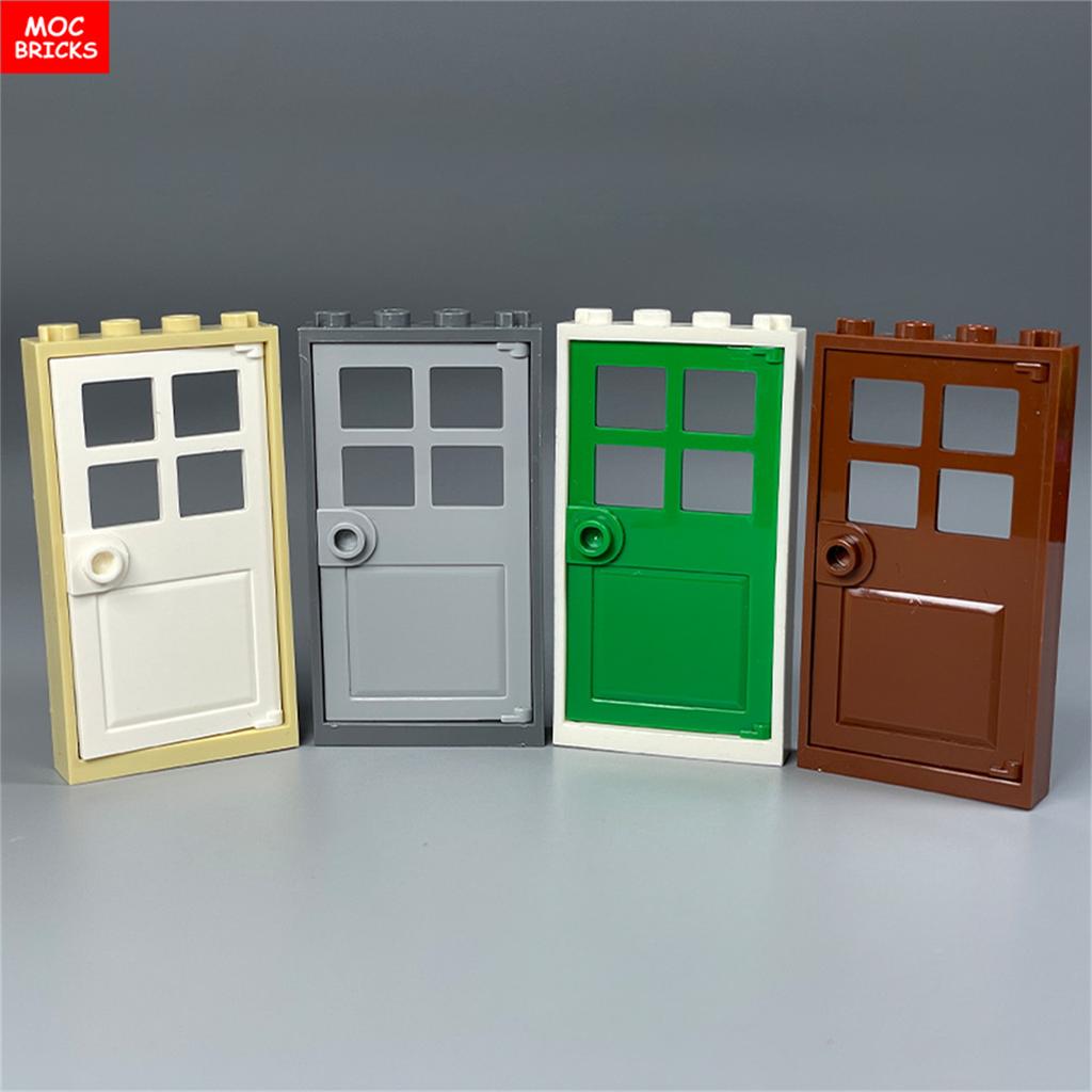 MOC Bricks Door 1x4x6 Window Fence Gate DIY Garden House Architecture Accessories Building Blocks Children's Toys