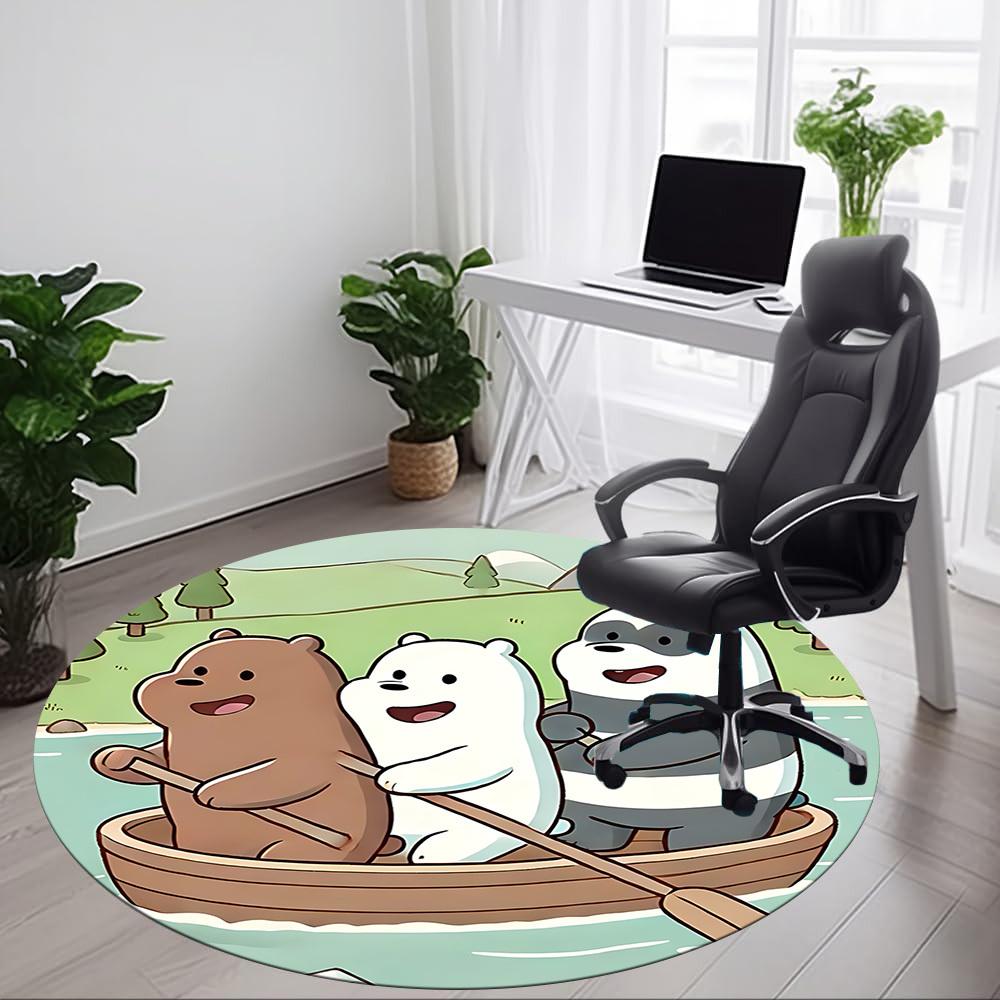 1pc We Bare Bears Friends Office Round Area Rug, Under Office Chairs Bedroom Living Room Home Decor a1022178