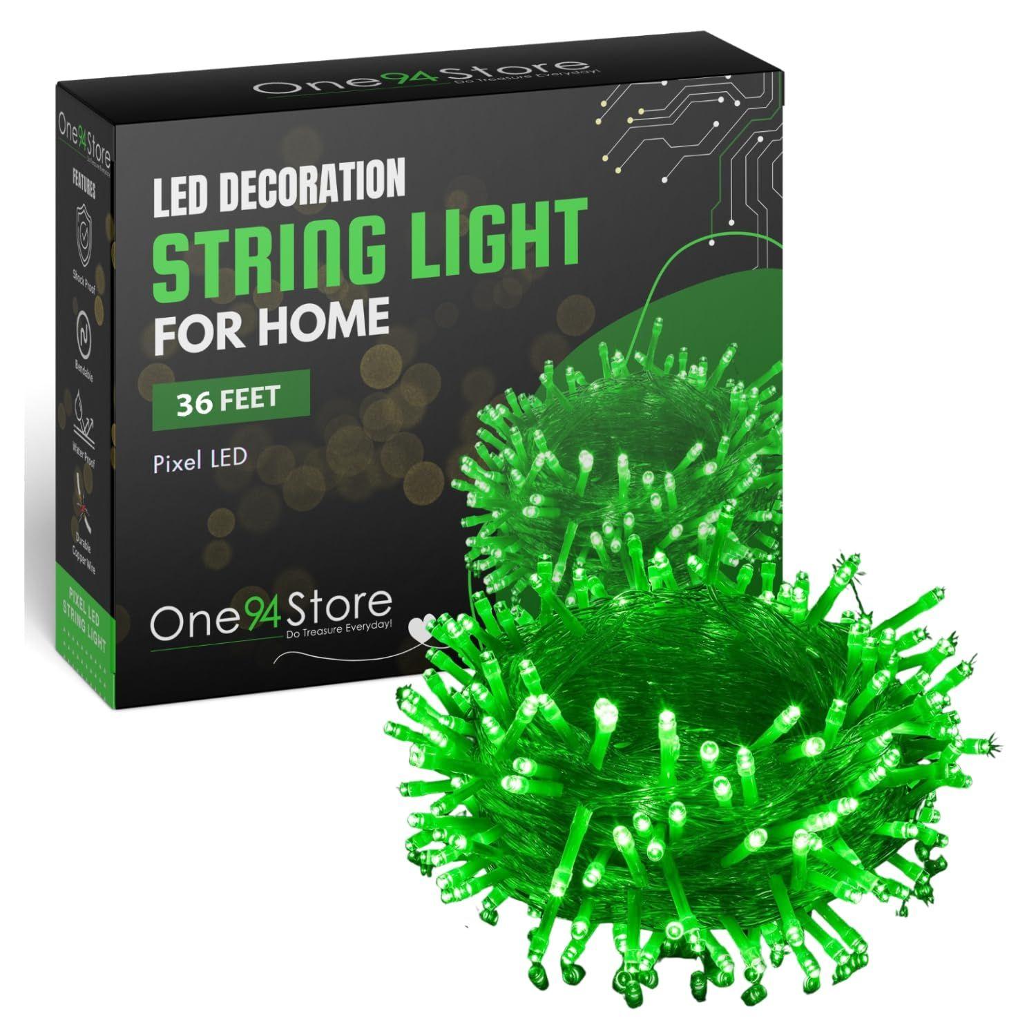 

LED Pixel String Light 36 Ft | 360° Glowing Copper Wire Lights for Home, Diwali & Christmas Decoration | Bright Green | Pack of 1