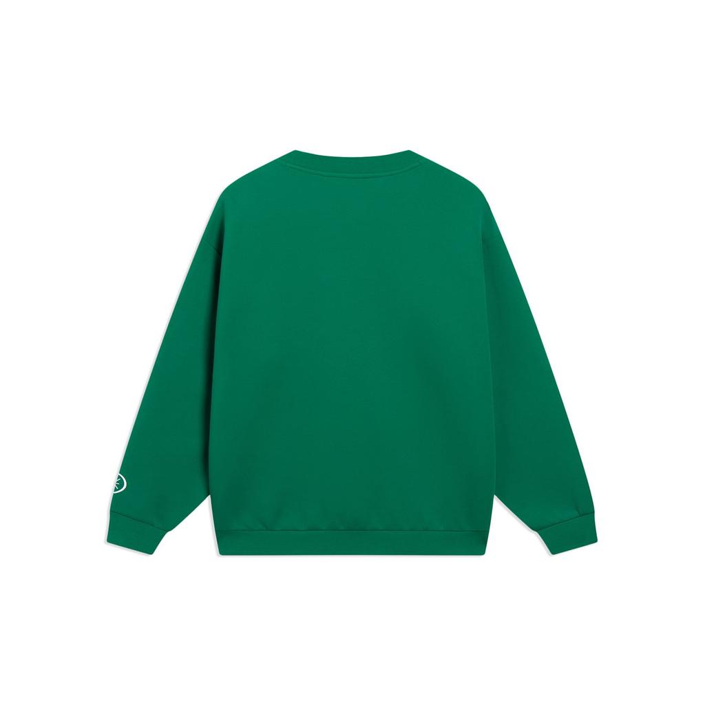 Lining Solid Color Letter Print Pullover Sweatshirt Unisex Tops Pine-Green AWDT147-7