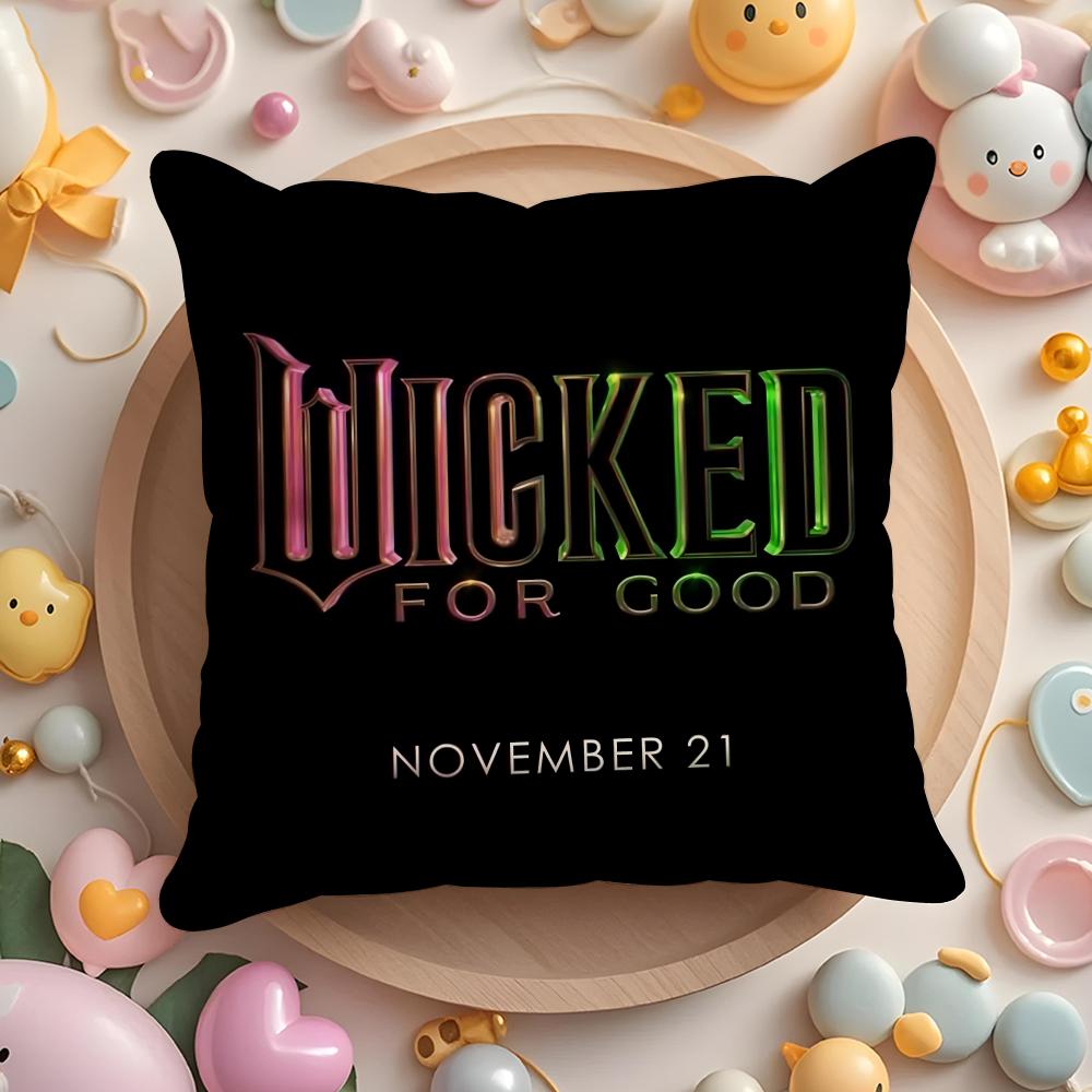 W-Wicked Part One Movie Cushion Cover Short Plush Double-Sided Printing Home Machine Washable In Warm Winter Pillow Case