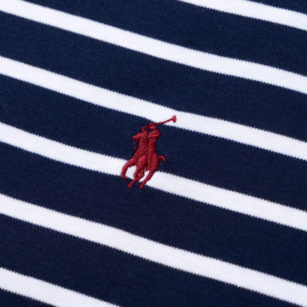 Polo Ralph Lauren Logo Embroidered Striped Crew Neck Casual Long Sleeve T-Shirt Men Tops Blue 710883732-001