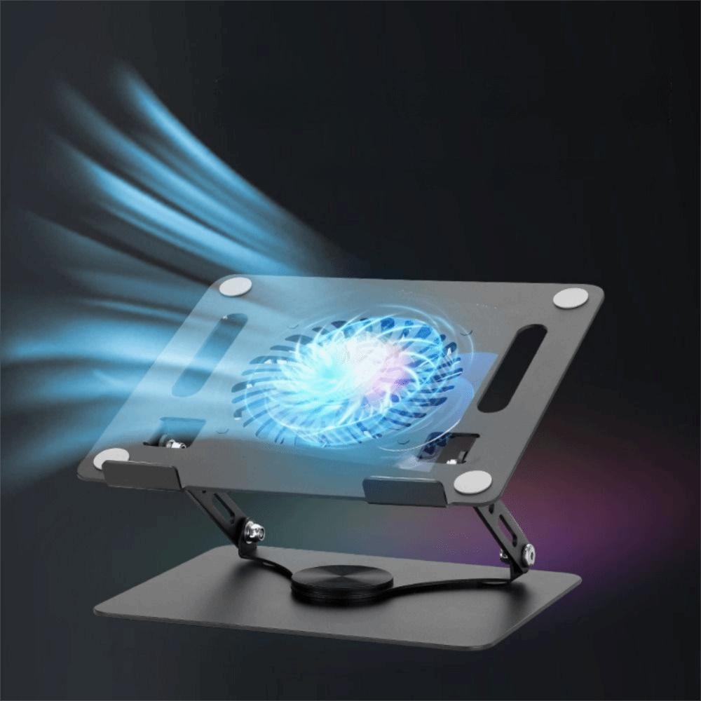 360 Rotating Base Notebook Computer Stand Foldable Lifter Computer Riser Carbon Steel Adjustable Laptop Bracket For Desk