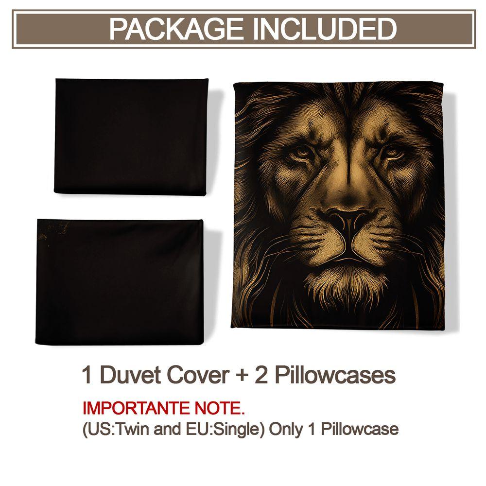 2/3Pcs Luxury Lion King Crown Duvet Cover Set(1 Duvet Cover & 1/2 Pillowcase) Soft Bedding Set Modern Home Bedroom Decor