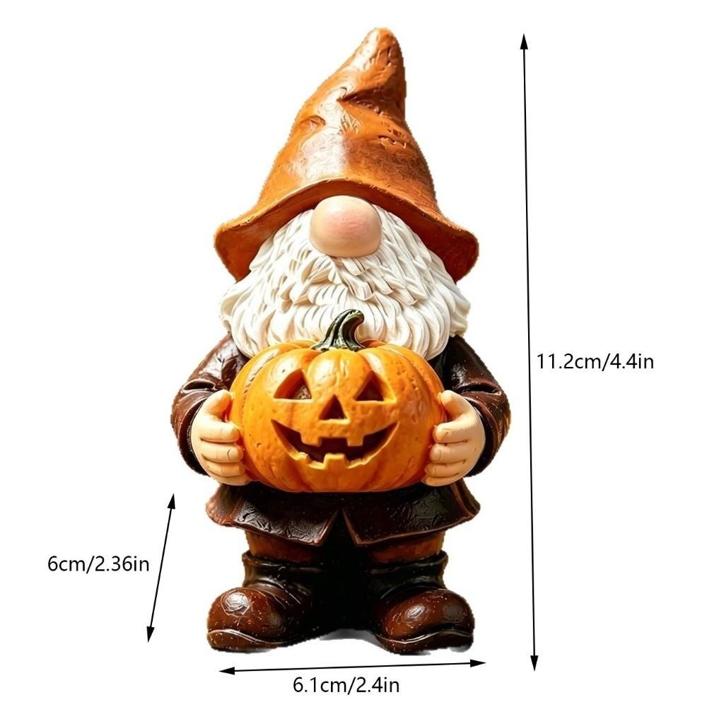 Cartoon Garden Dwarfs Statues Resin Dwarf Holding Pumpkin Ornament Halloween Pumpkin Lawn Garden