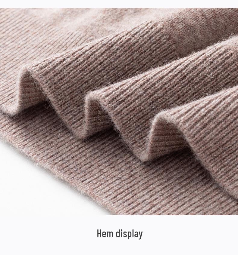 Men’s Autumn-Winter Pure Wool Machine Washable Sweater, Thickened, Half-High Collar, Warm Base Layer