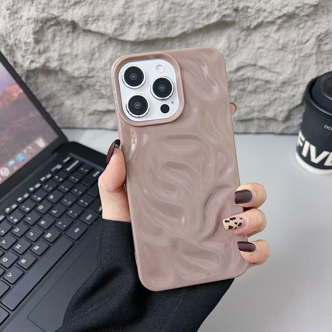 

Подходит для чехла для телефона Ip15pm с волнистым узором, Apple 16pro однотонный с водяной рябью 13/14 мягкий чехол Apple 16Plus