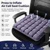Press To Inflate Air Cell Seat Cushion 16 Cells Breathable Pressure Relief Inflatable Adjustable Firmness Office Wheelchair Car