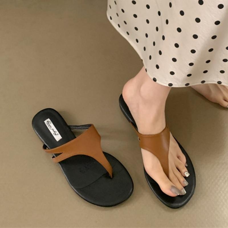 Fashion Bailamos Fashion Round Clip Toe Women Slippers Flat Heel Beach Slides Outdoor Casual Sandals 2025 New Summer Flip Flops Shoes