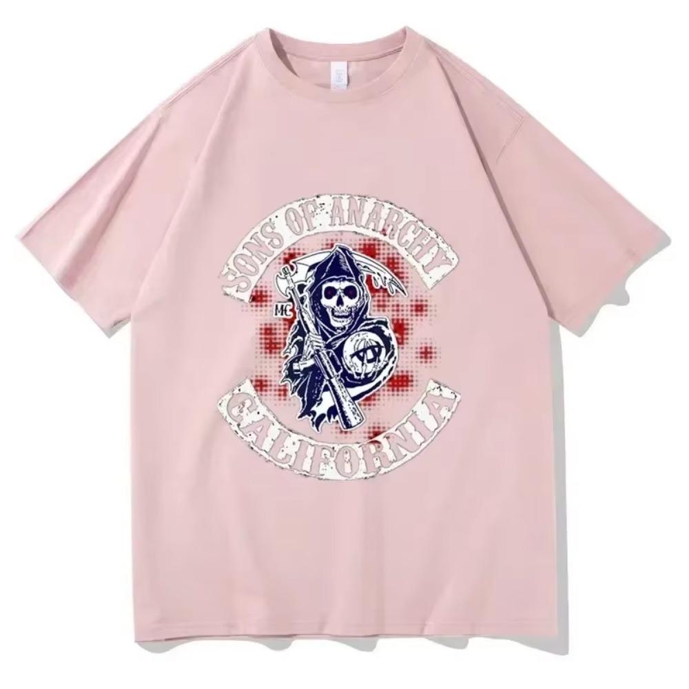 SAMCRO Sons of Anarchy Print T-shirt Summer Short Sleeves Sweatshirt Hip Hop Streetwear Y2k Vintage Casual Cotton Unisex Tshirt